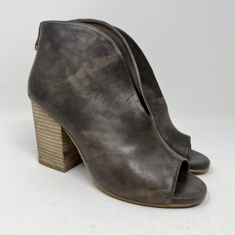 Antelope Peep Toe Block‎ Heel Ankle Boots Booties Taupe EU Size 40 Women's 9-9.5